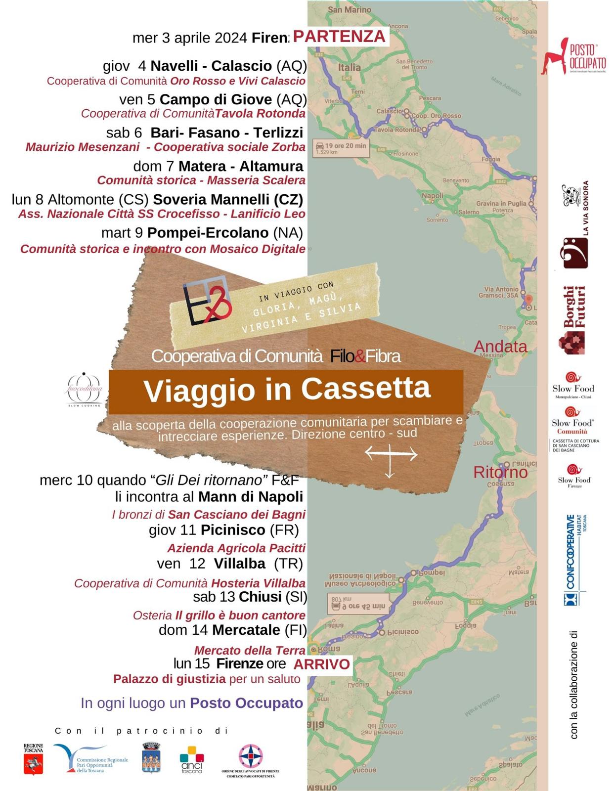 Viaggio in Cassetta - Alla scoperta della cooperazione comunitaria per scambiare e intrecciare esperienze. Direzione centro - sud