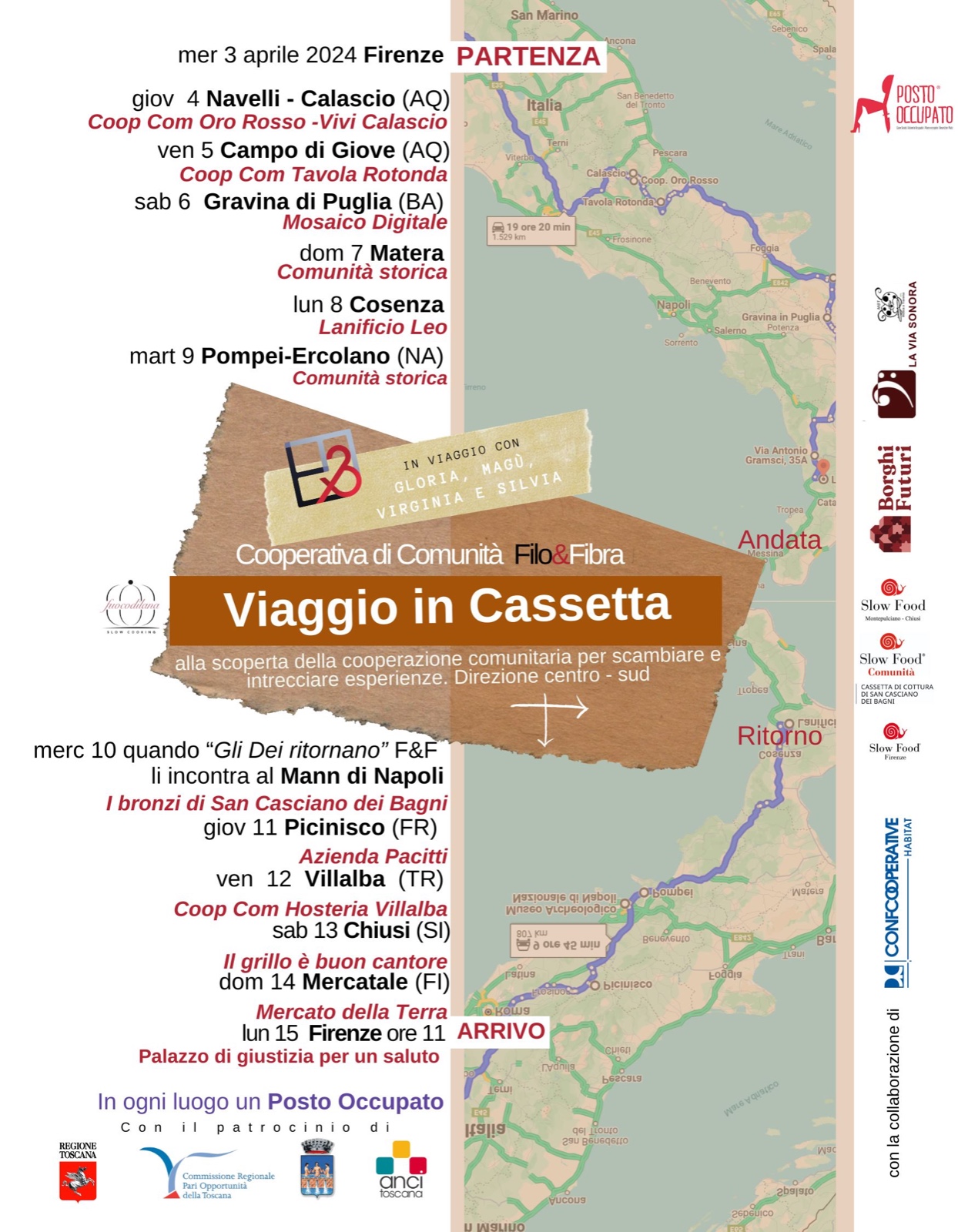 Viaggio in Cassetta - Alla scoperta della cooperazione comunitaria per scambiare e intrecciare esperienze. Direzione centro - sud